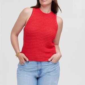 Madewell Red Crocheted Sleeveless Sweater Vest XXS NWT